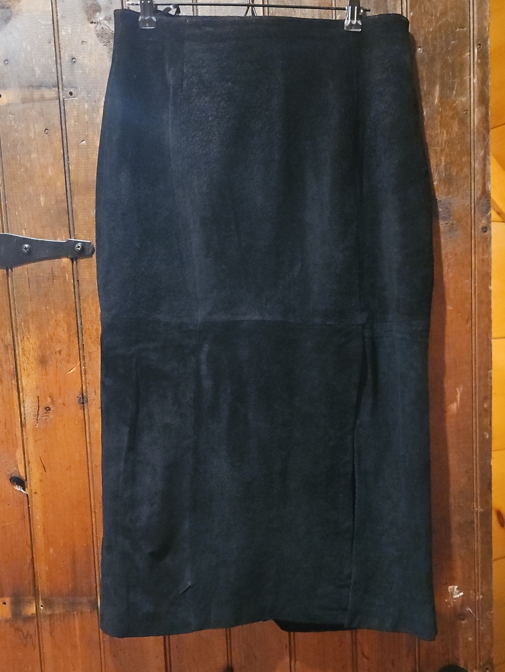 Vintage Black Women's Suede Midi Skirt with side slit - Wilsons Leather